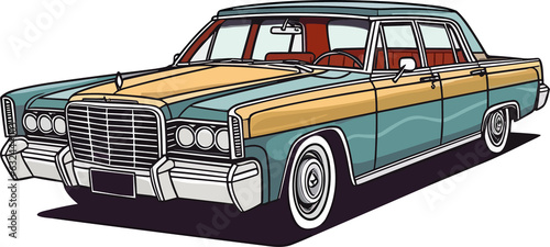 Chrysler New Yorker Vintage Classic Car Illustration, Vintage Classic Car Illustration