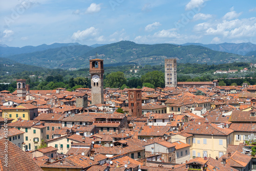 view of the town lucca in tuscany