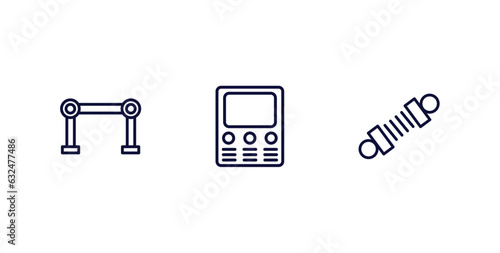 set of car parts thin line icons. car parts outline icons included car torsion bar, fascia (british), suspension vector.