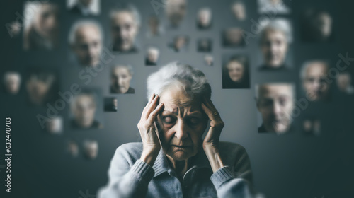 The image showcases a group of senior individuals engaged in various activities, highlighting their vulnerable state. Some appear anxious while others exhibit signs of dementia