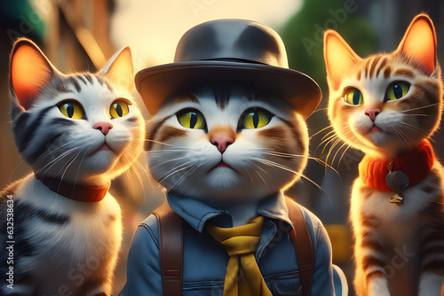 An image of Chaya with a detective cat and his assistant and assistant