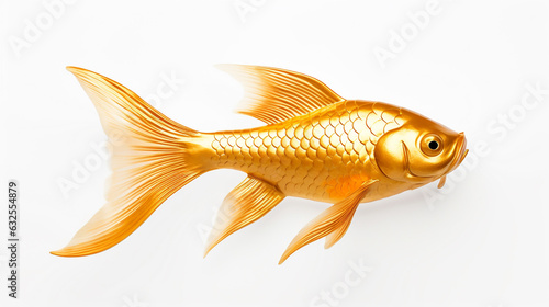 golden fish on white background with generate Ai