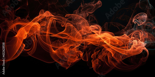 Very Detailed of Orange Color Neon Liquid Smoke Abstract Background AI Generative