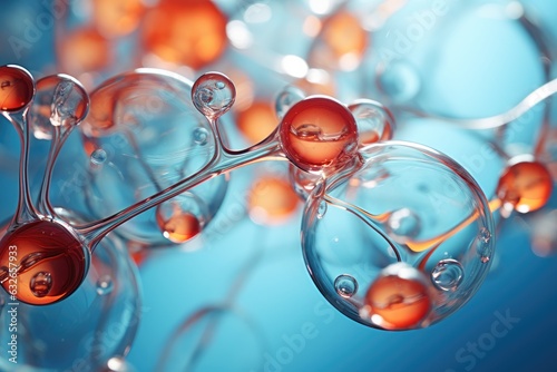 molecules antioxidant of liquid bubble on gray background