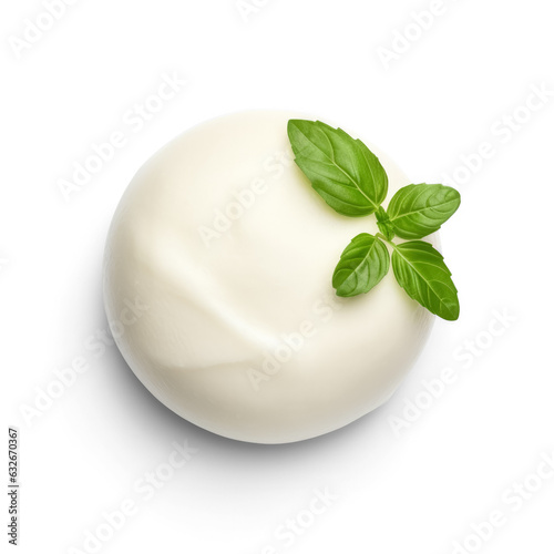 Mozzarella cheese isolated on transparent background top view 