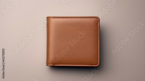 Brown leather wallet isolated on neutral background