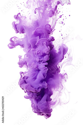 shimmering violet vapor frozen in an abstract futuristic 3d texture isolated on a transparent background, generative ai