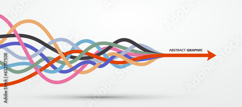 Multiple colored ropes converging into arrows in the same direction, vector graphics.