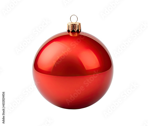 Red Christmas ball isolated on white background