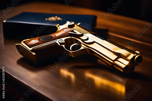 Elegant golden pistol 