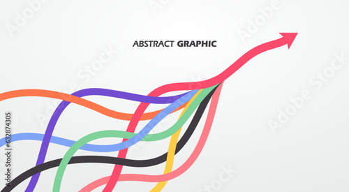 Multiple colored ropes converging into arrows in the same direction, vector graphics.