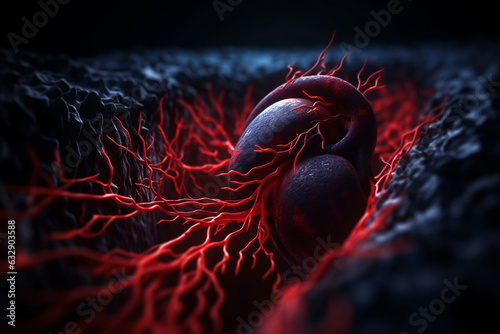 An ultrasound image of a major artery, showing the flow of blood, Circulatory system, bokeh 