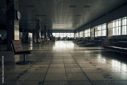 Silent and deserted airport departure lounge, Business, 
