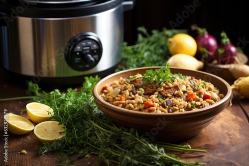 pressure cooker with healthy grains and legumes
