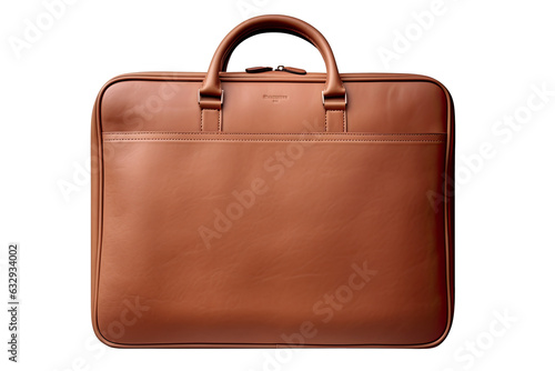 brown leather briefcase isolated on transparent background