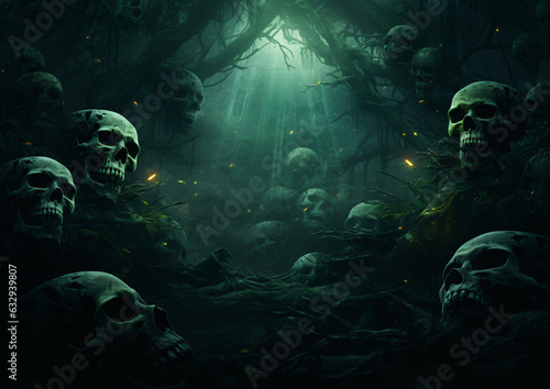 Skull horror background.