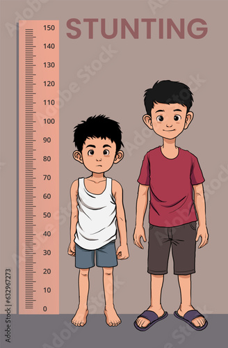 illustration of childhood stunting, childhood malnutrition