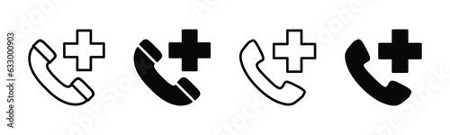 Hospital phone icon. Hospital, Medical, Emergency call icon symbol in line and flat style for apps and websites. Contact us, telephone, communication, phone. Vector illustration
