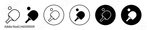 Table tennis line icon set. ping pong bat, racket, or padel vector symbol in black filled and outlined style.