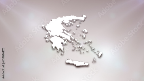 Greece 3D Map on White Background, Useful for Politics, Elections, Travel, News and Sports Events 