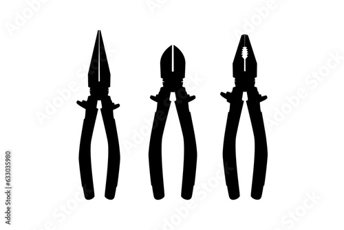 collection pliers silhouette , vector clipart on a white background.