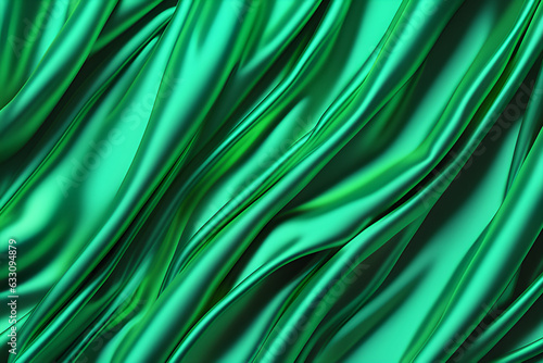 3D Emerald Color Silk background.Generative AI. 