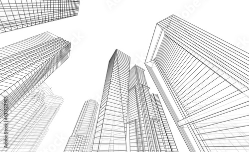 Modern city sketch 3d rendering