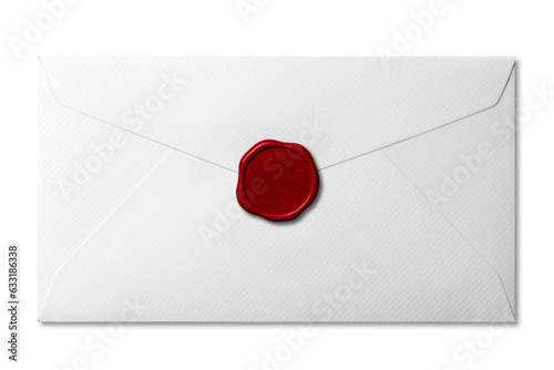 赤いシーリングワックスで封がされた白い封筒