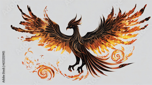 fire phoenix with white background, wallpaper