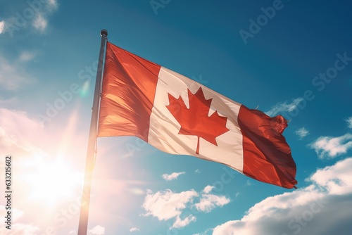 Canada flag flying in the sky