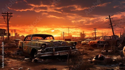 sunset at the junkyard