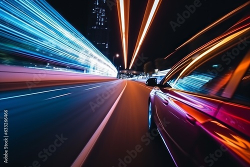 Night city lights in motion. Evening rides. Abstract background of night trips for fun. Background