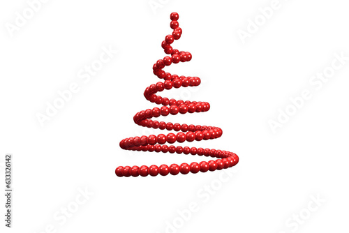 Digital png illustration of red bead spiral forming christmas tree on transparent background