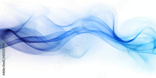 Abstract colorful blue smoke waves and rays of light white background