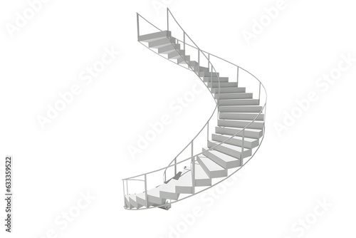 Digital png illustration of white spiral stairs on transparent background