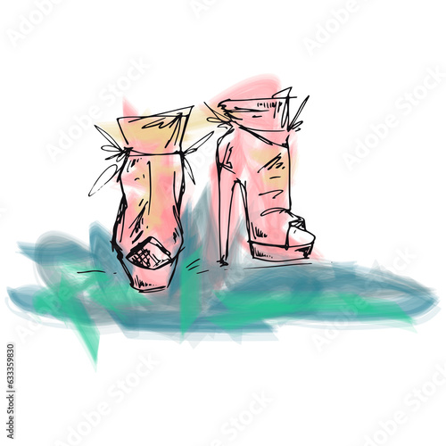 Digital png illustration of painted high heels on transparent background