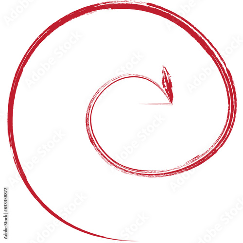 Digital png illustration of red spiral shapes with copy space on transparent background