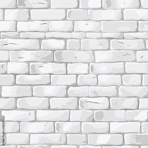 Seamless pattern of white brick wall. Vector texture for fabric, textile, wrapping paper, backgrounds, wallpaper
