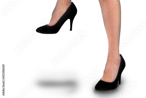 Digital png photo of feet in high heels on transparent background