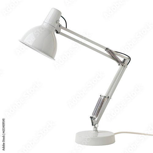 A minimalistic white desk lamp on a clean white background