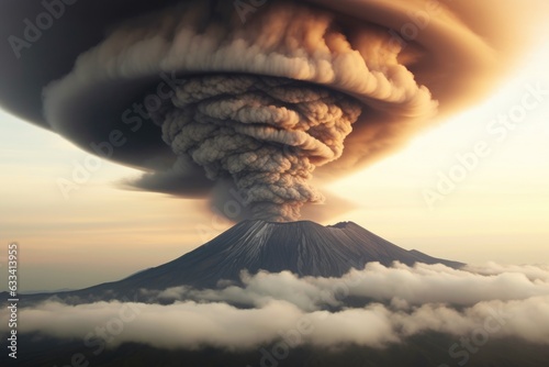 volcanic ash cloud forming smoke rings pattern