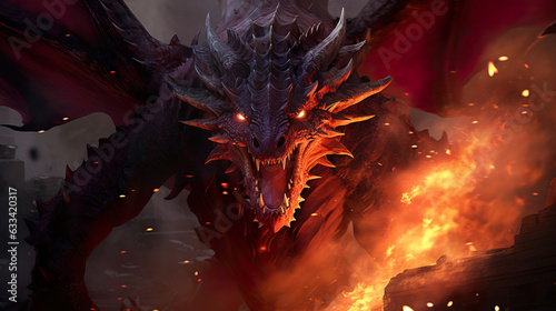 DnD Battlemap mythical, creature, fire, scales, powerful, legendary.