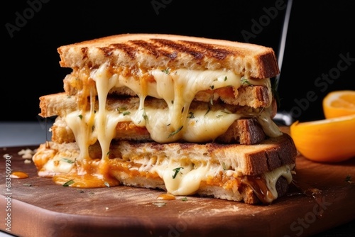 toasted sandwich with melting cheese and fillings