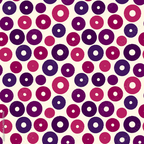 Polka dot paint brush seamless pattern. Freehand grunge design background. Circle ornament. Handdrawn geometric print