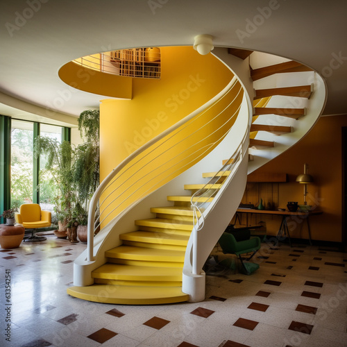 escalier vintage dans une maison design - IA Generative