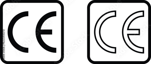 CE marking symbols in two styles for packaging. CE safety standards mark vector isolated on white background