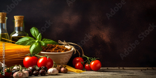 Italian foods banner background with copy space for text