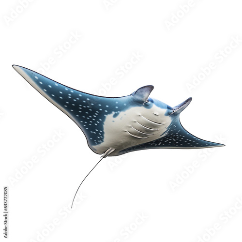 Manta Ray isolated on white background with clipping path. Full Depth of field. Focus stacking