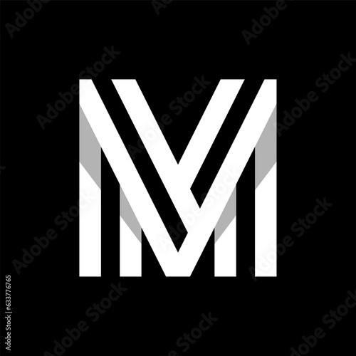initial letter m line style logo design