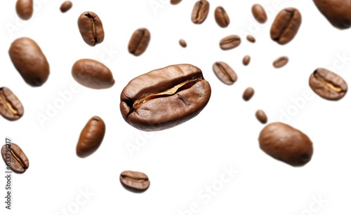 Coffee Bean flying on white background, 3d illustration. Generative AI